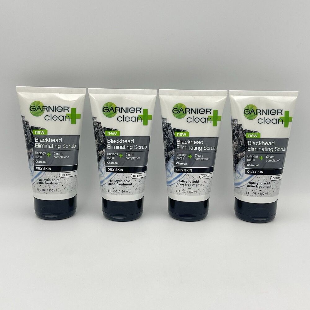 NEW (Lot of 4) GARNIER SkinActive Blackhead Eliminating Scrub Charcoal FREE SHIP